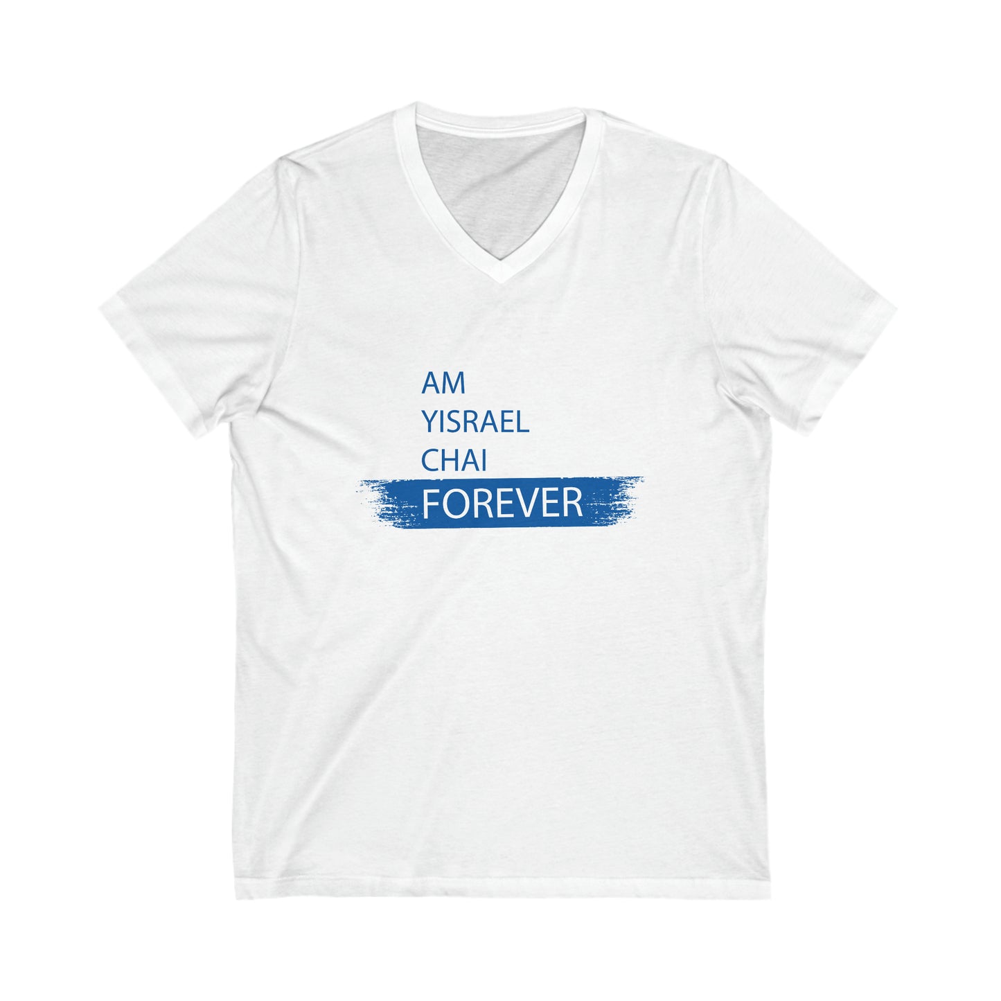 Am Yisrael Chai Forever Blue Stripe V-Neck Tee