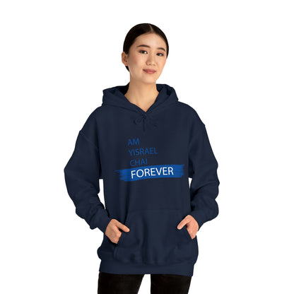 Am Yisrael Chai Forever Blue Stripe Hoodie Sweatshirt