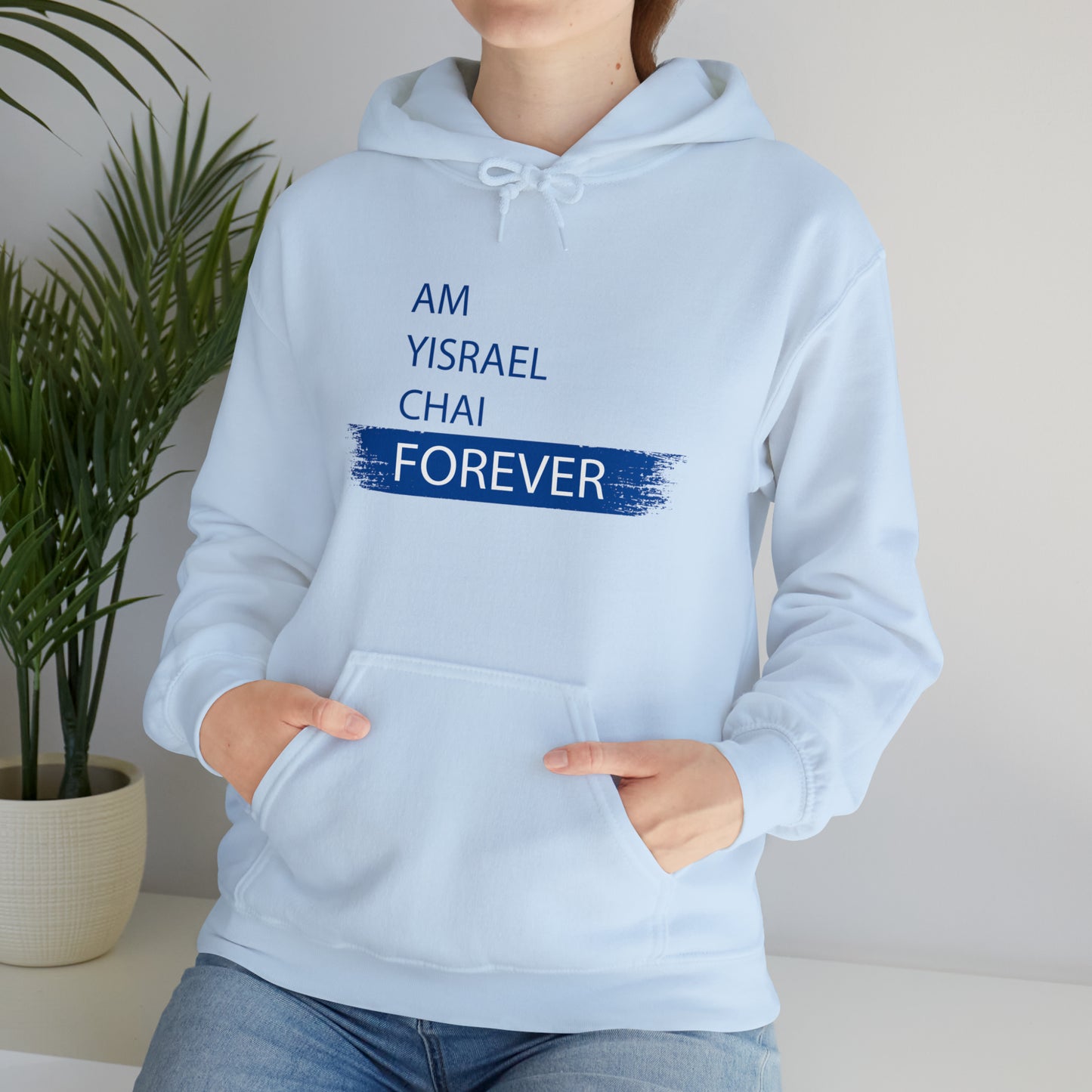 Am Yisrael Chai Forever Blue Stripe Hoodie Sweatshirt