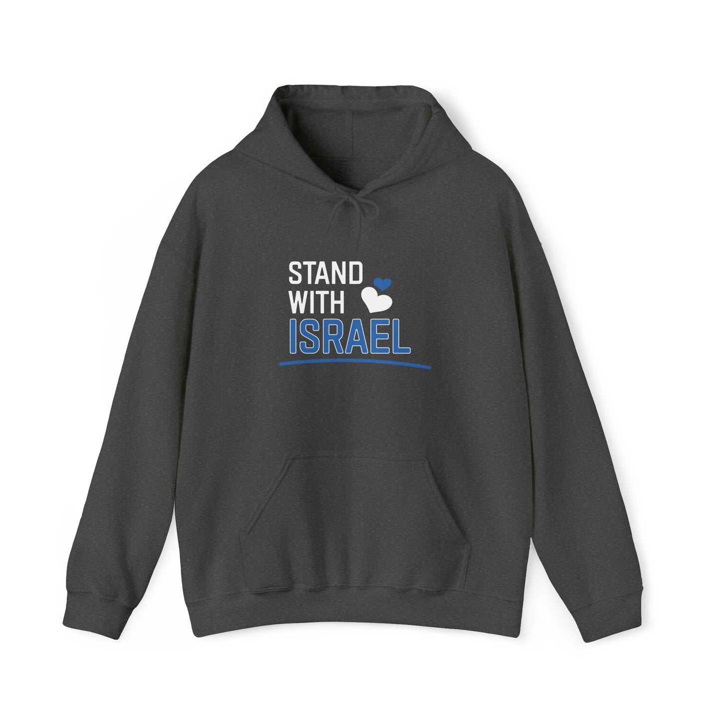 Stand With Israel Blue and White Hearts Hoodie Sweatshirt