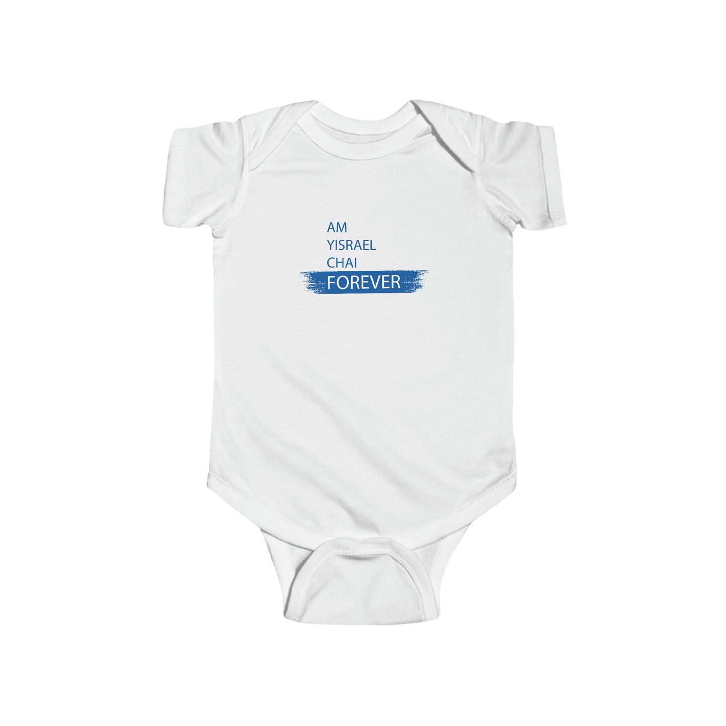 Am Yisrael Chai Forever Blue Stripe Infant Onesie