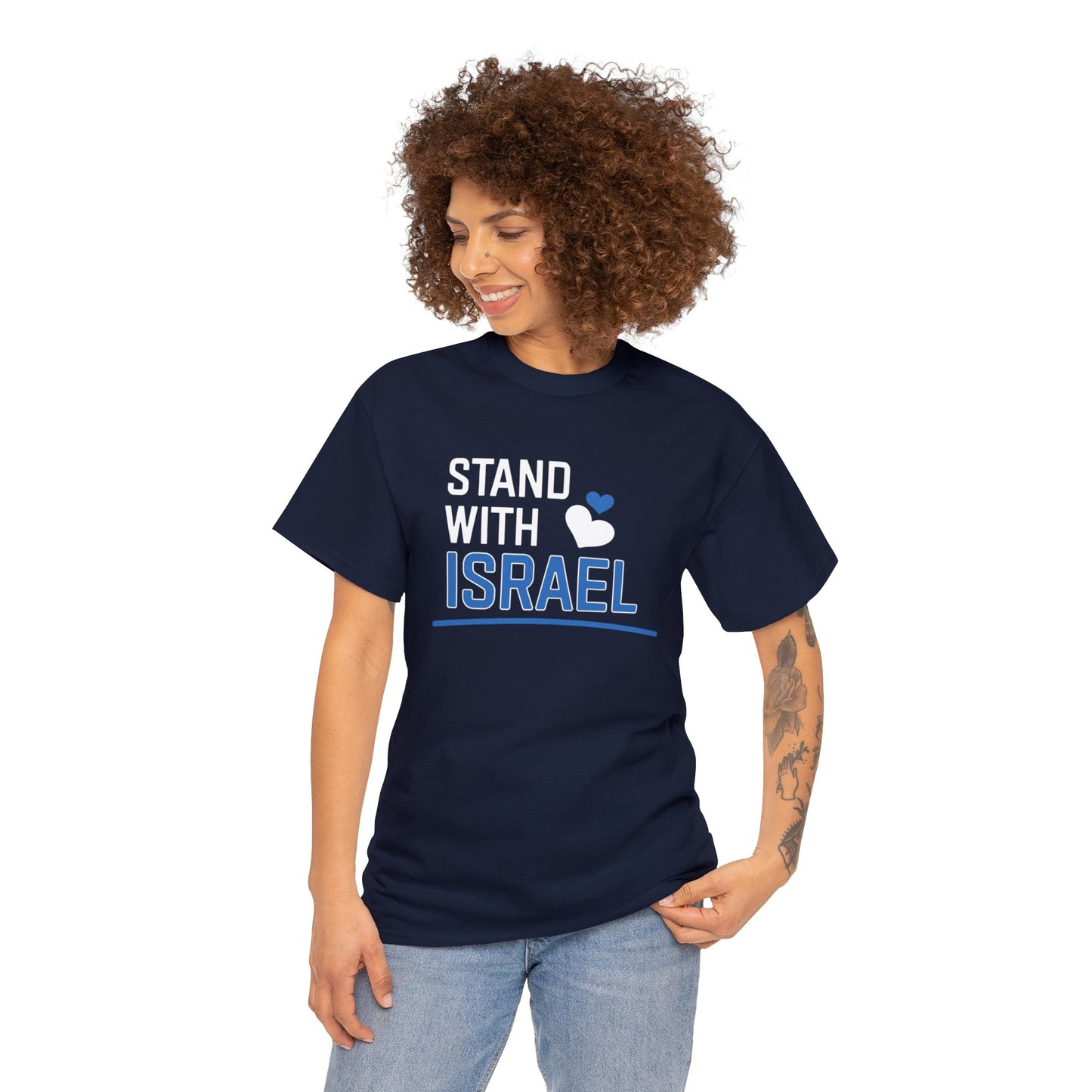 Stand With Israel Blue and White Hearts T-Shirt