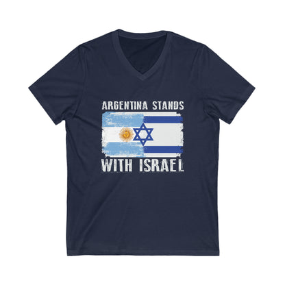 Argentina Stands With Israel  V-Neck Tee