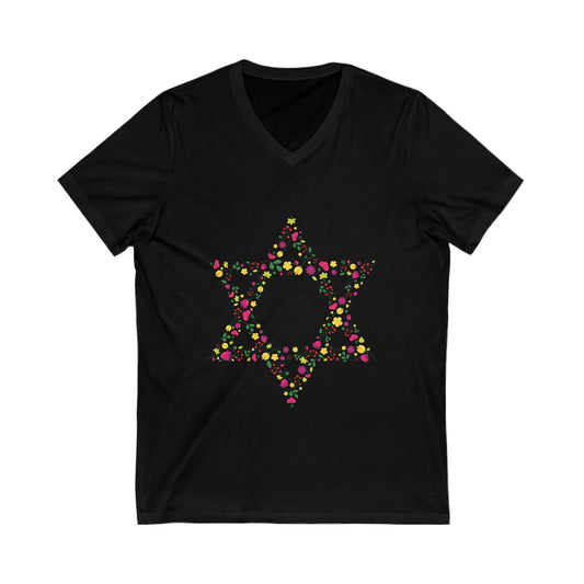 Star of David Flowers V-Neck Tee