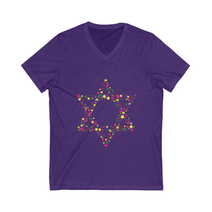 Star of David Flowers V-Neck Tee