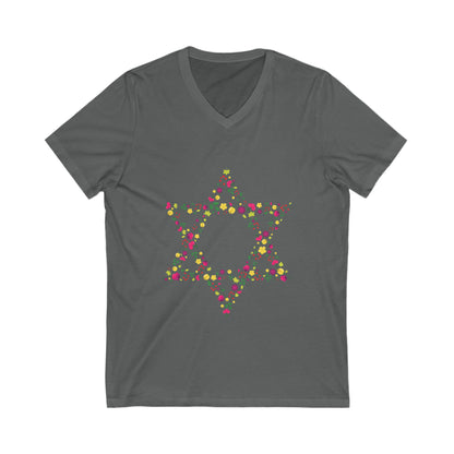 Star of David Flowers V-Neck Tee