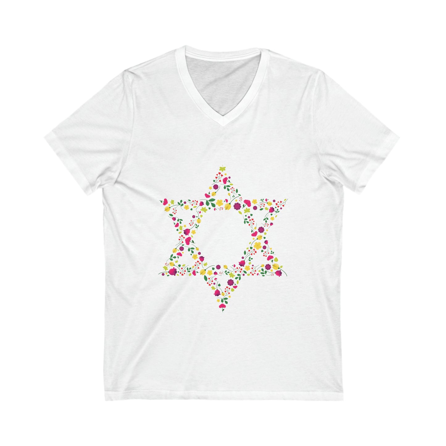 Star of David Flowers V-Neck Tee