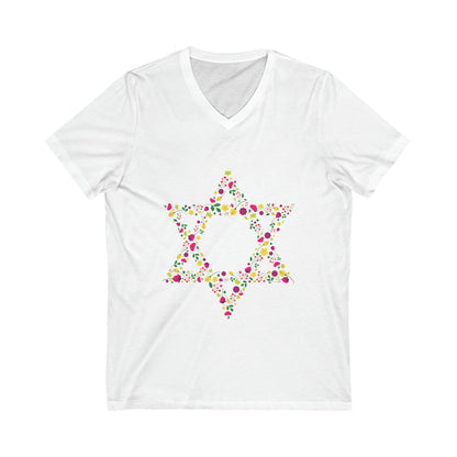 Star of David Flowers V-Neck Tee