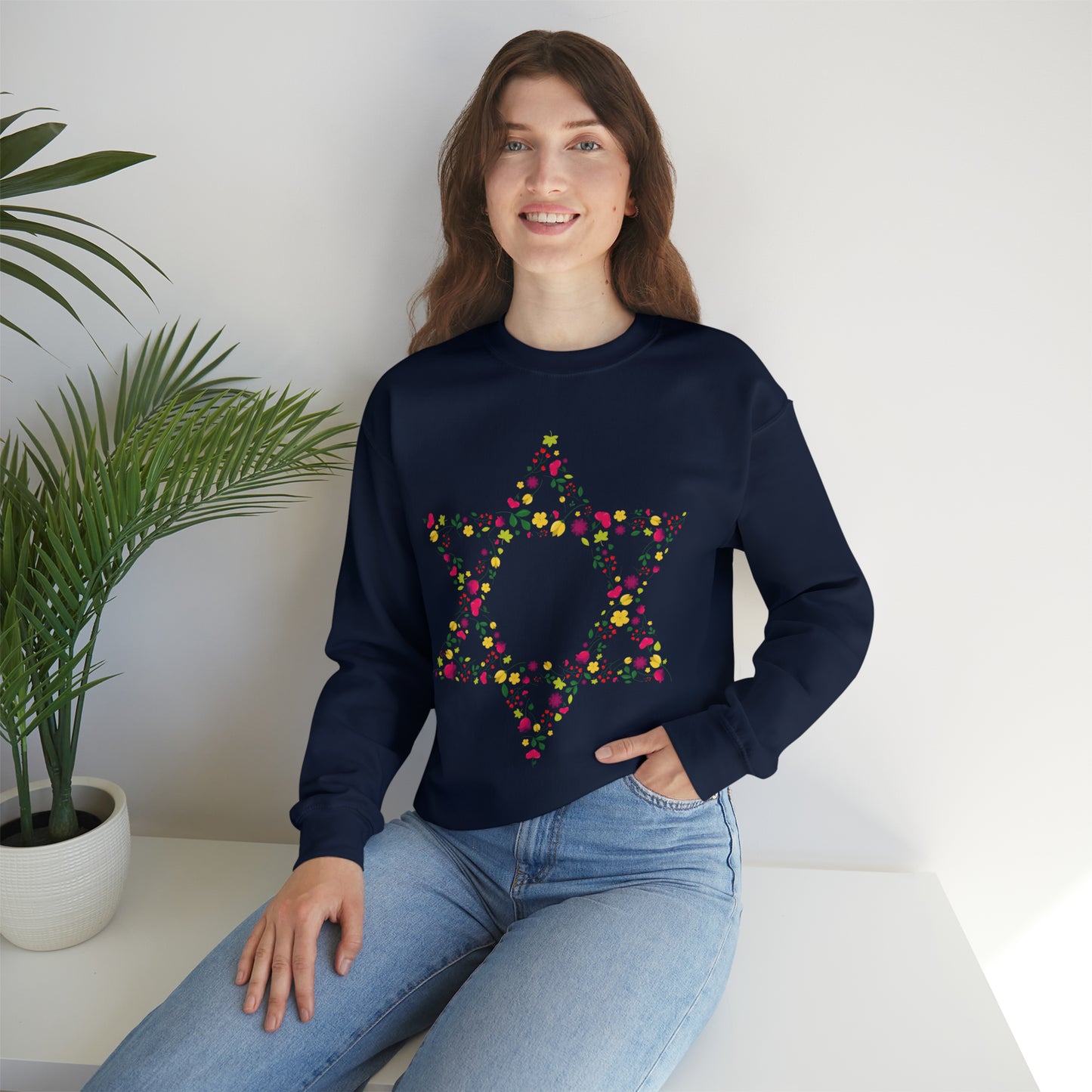 Star of David Flowers Crewneck Sweatshirt