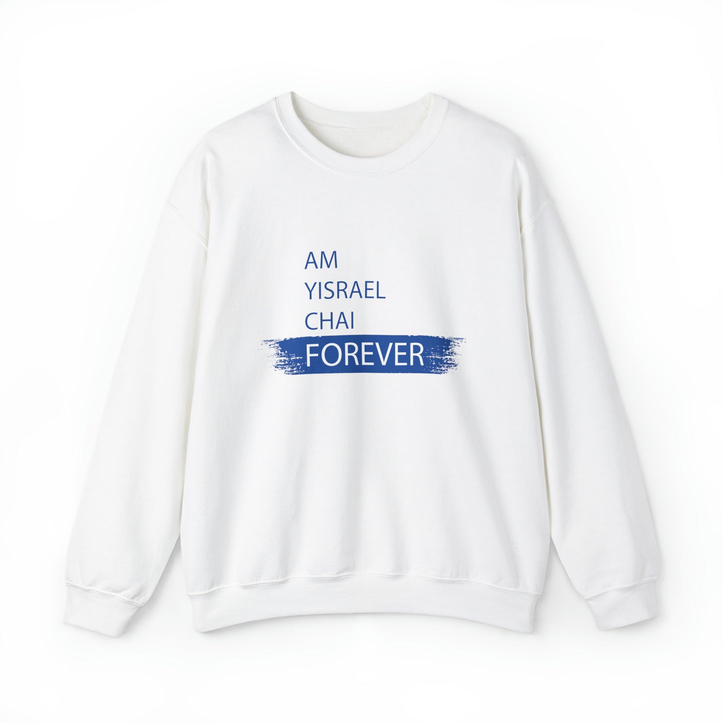 Am Yisrael Chai Forever Blue Stripe Crewneck Sweatshirt