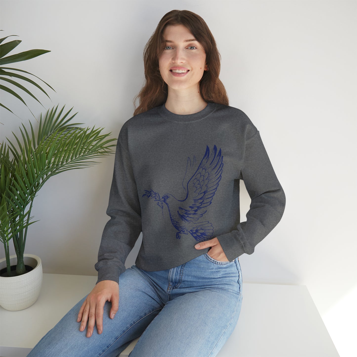 Dove With Olive Branch Crewneck Sweatshirt