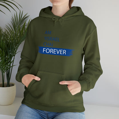 Am Yisrael Chai Forever Blue Stripe Hoodie Sweatshirt