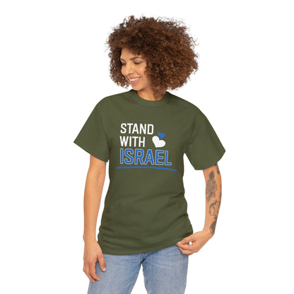 Stand With Israel Blue and White Hearts T-Shirt