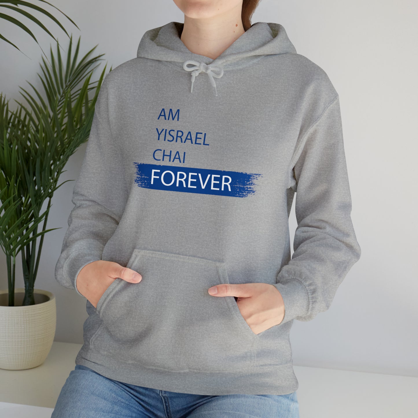 Am Yisrael Chai Forever Blue Stripe Hoodie Sweatshirt