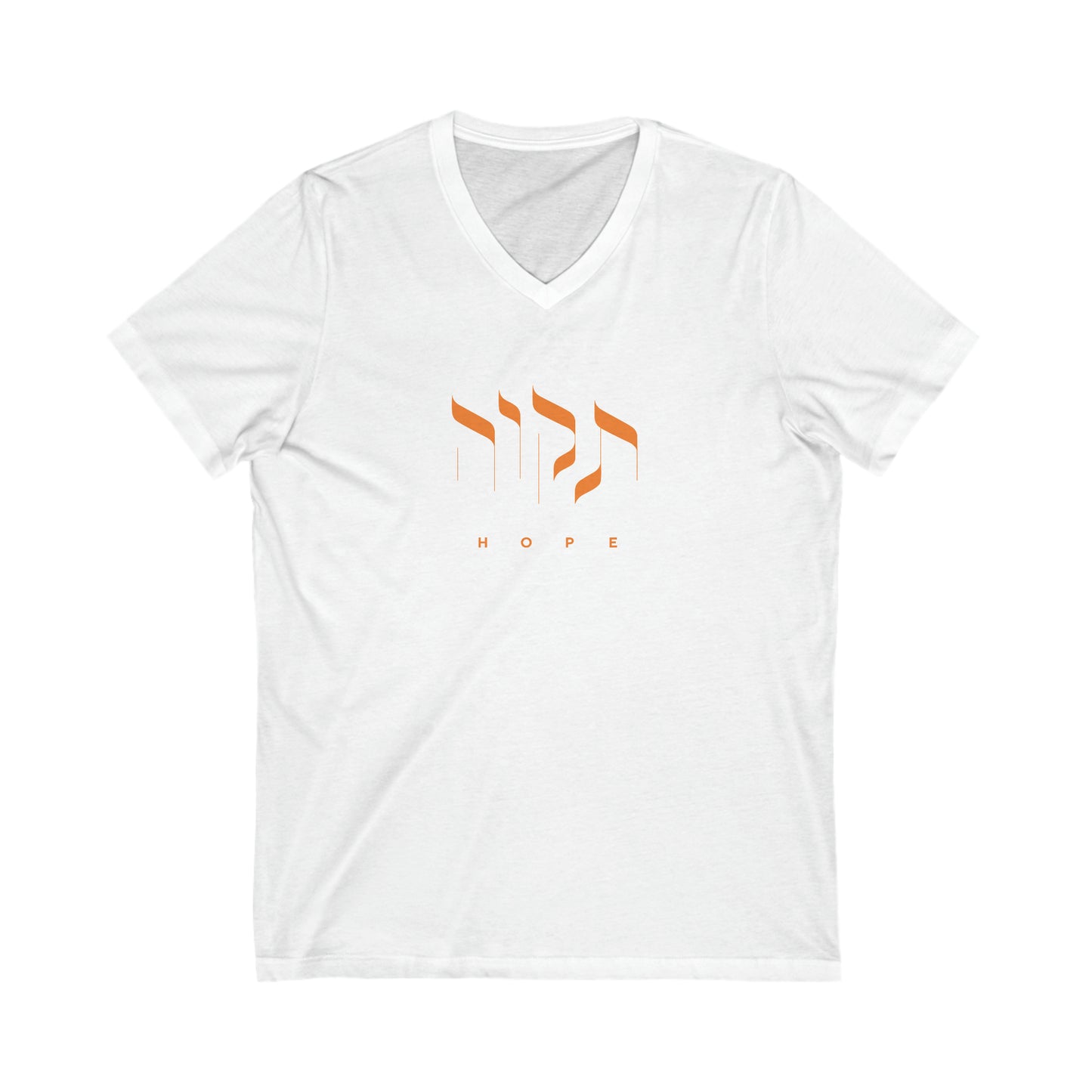 Tikvah for Bibas (Hope for Bibas) Orange Letters V-Neck Tee