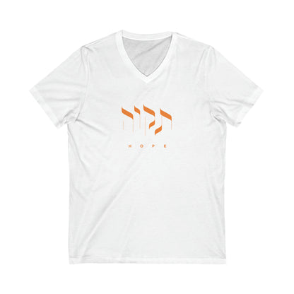 Tikvah for Bibas (Hope for Bibas) Orange Letters V-Neck Tee