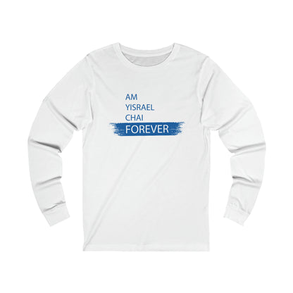 Am Yisrael Chai Forever Blue Stripe Long Sleeve Tee