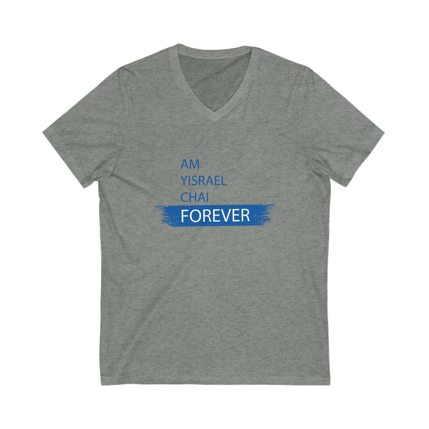 Am Yisrael Chai Forever Blue Stripe V-Neck Tee