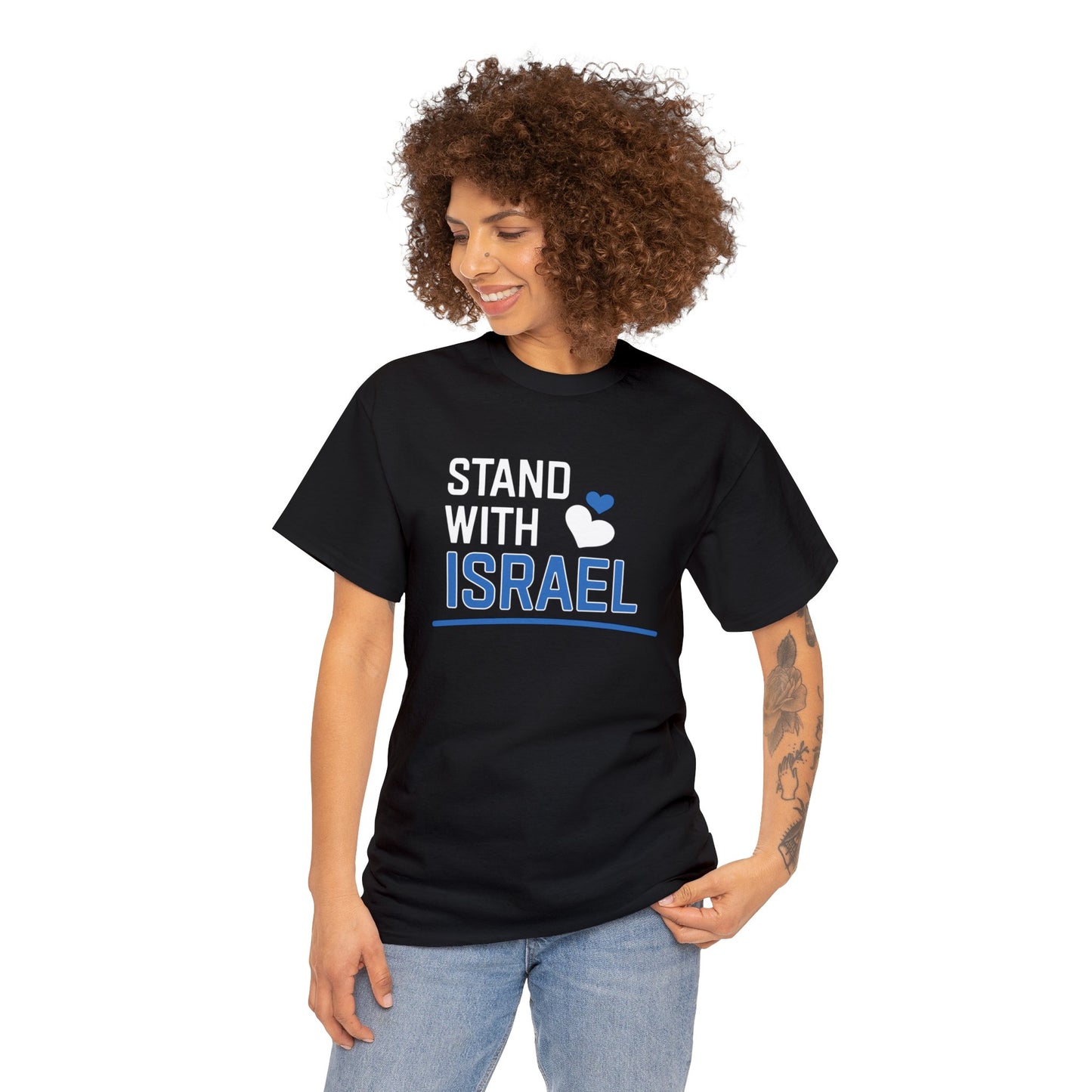 Stand With Israel Blue and White Hearts T-Shirt