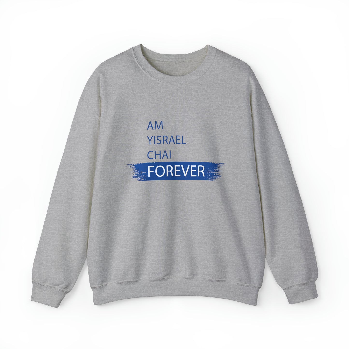 Am Yisrael Chai Forever Blue Stripe Crewneck Sweatshirt