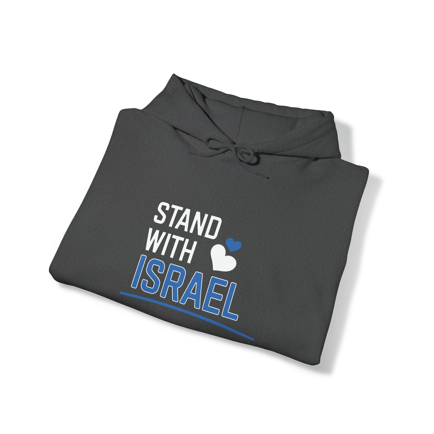 Stand With Israel Blue and White Hearts Hoodie Sweatshirt