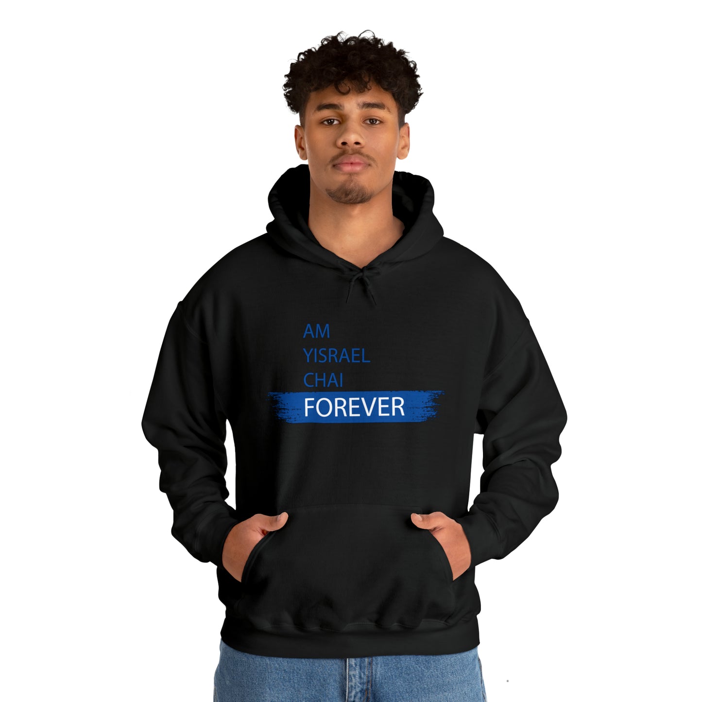 Am Yisrael Chai Forever Blue Stripe Hoodie Sweatshirt