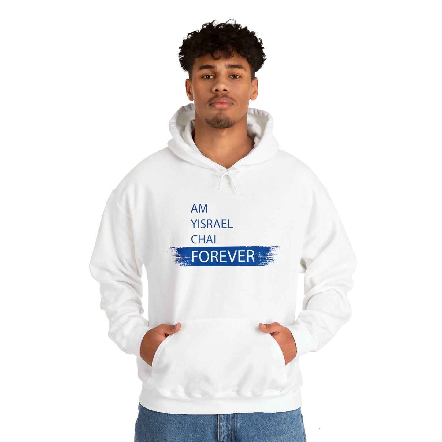 Am Yisrael Chai Forever Blue Stripe Hoodie Sweatshirt