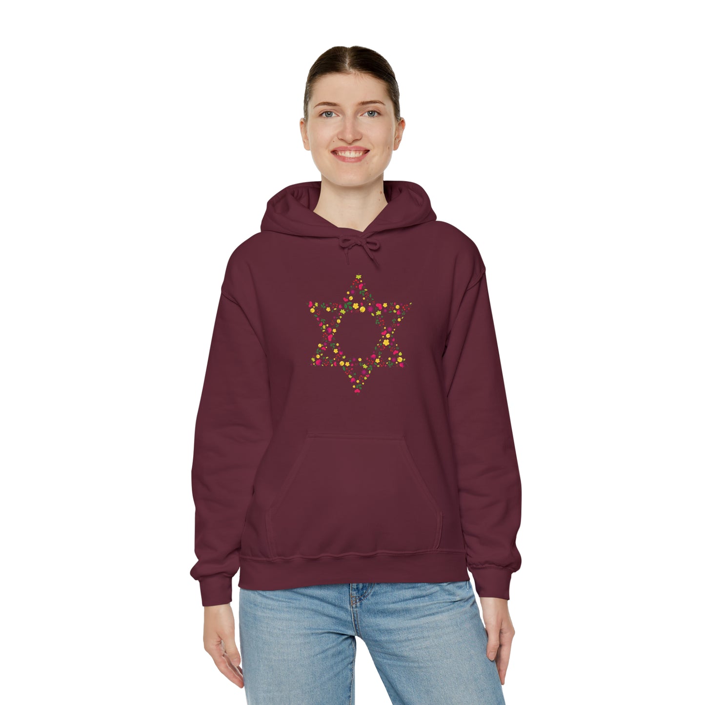 Star of David Flowers Hoodie Sweatshirt