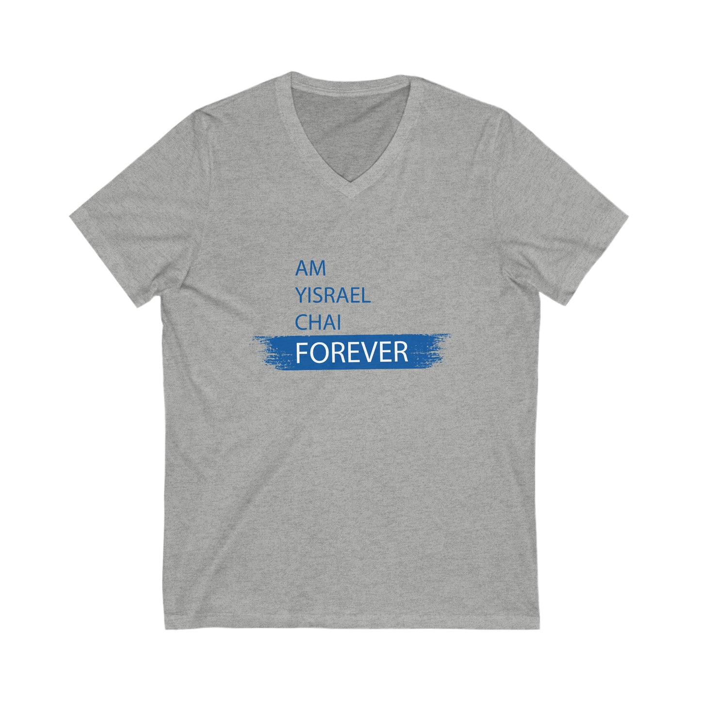 Am Yisrael Chai Forever Blue Stripe V-Neck Tee