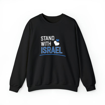 Stand With Israel Blue and White Hearts Crewneck Sweatshirt