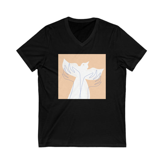 Wings of Harmony V-Neck Tee - A Symbol of Peace and Hope