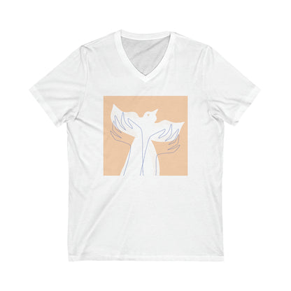 Wings of Harmony V-Neck Tee - A Symbol of Peace and Hope