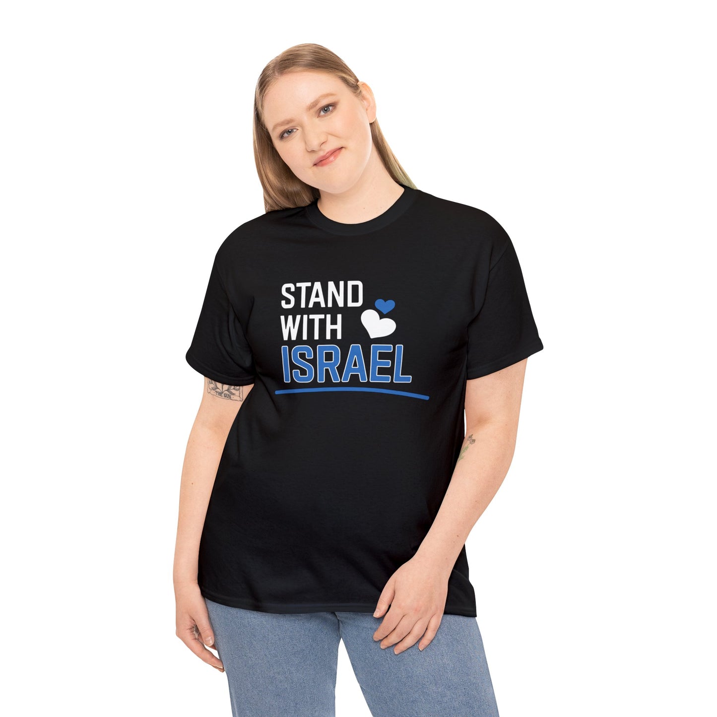 Stand With Israel Blue and White Hearts T-Shirt