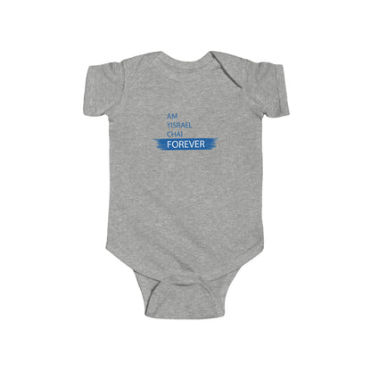 Am Yisrael Chai Forever Blue Stripe Infant Onesie