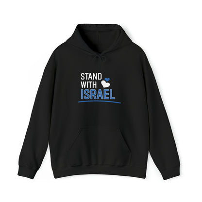 Stand With Israel Blue and White Hearts Hoodie Sweatshirt