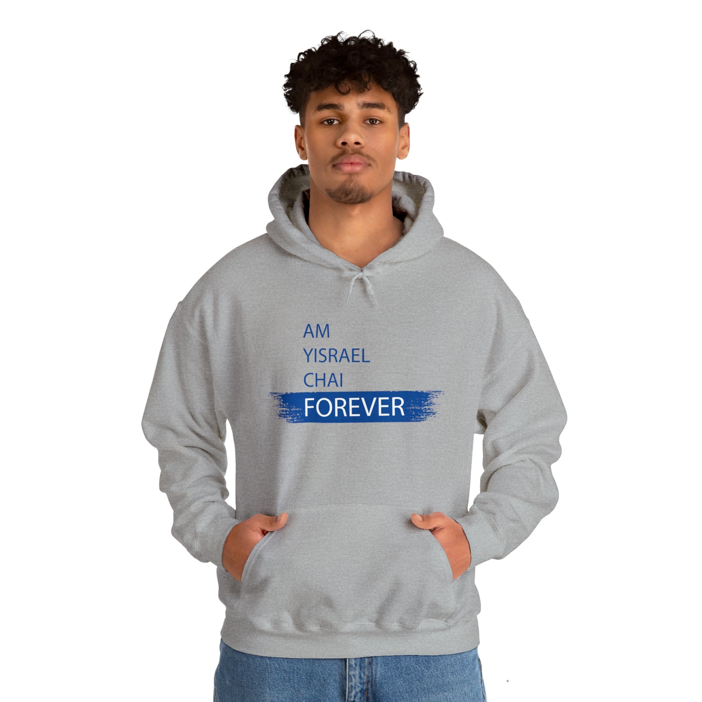 Am Yisrael Chai Forever Blue Stripe Hoodie Sweatshirt