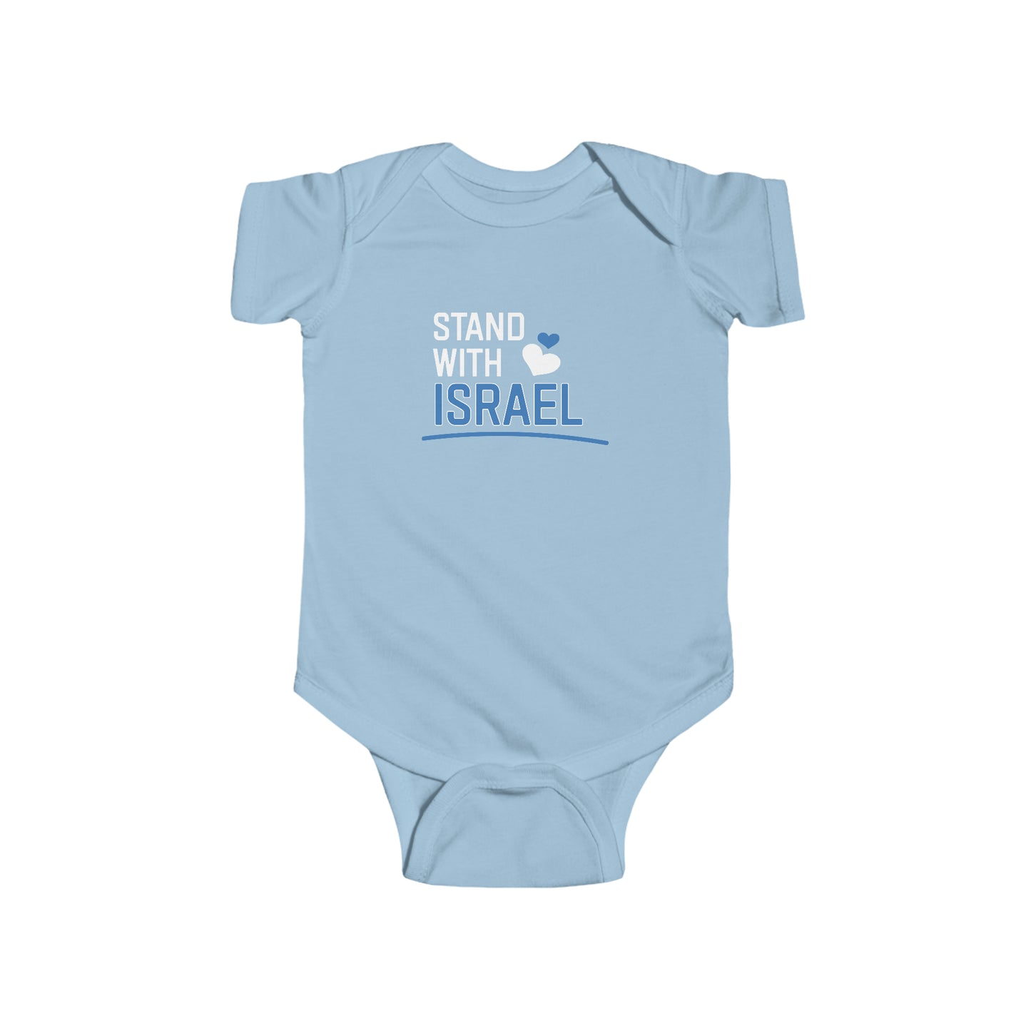 Stand With Israel Blue and White Hearts Infant Onesie