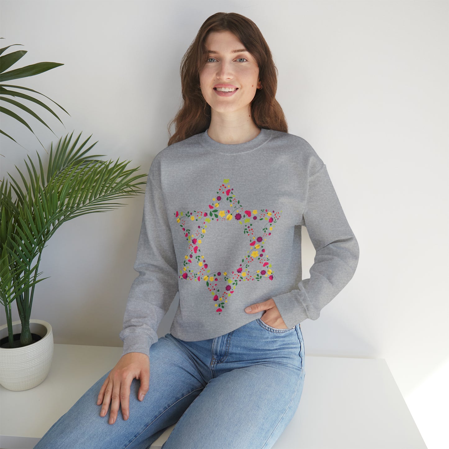 Star of David Flowers Crewneck Sweatshirt