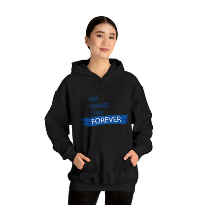 Am Yisrael Chai Forever Blue Stripe Hoodie Sweatshirt